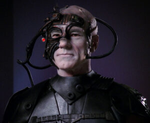 "PK, We are Borg. Lower your shield and surrender your ship. We will add your biological and technological distinctiveness to our own. Your culture will adapt to service us. Resistance is futile.”